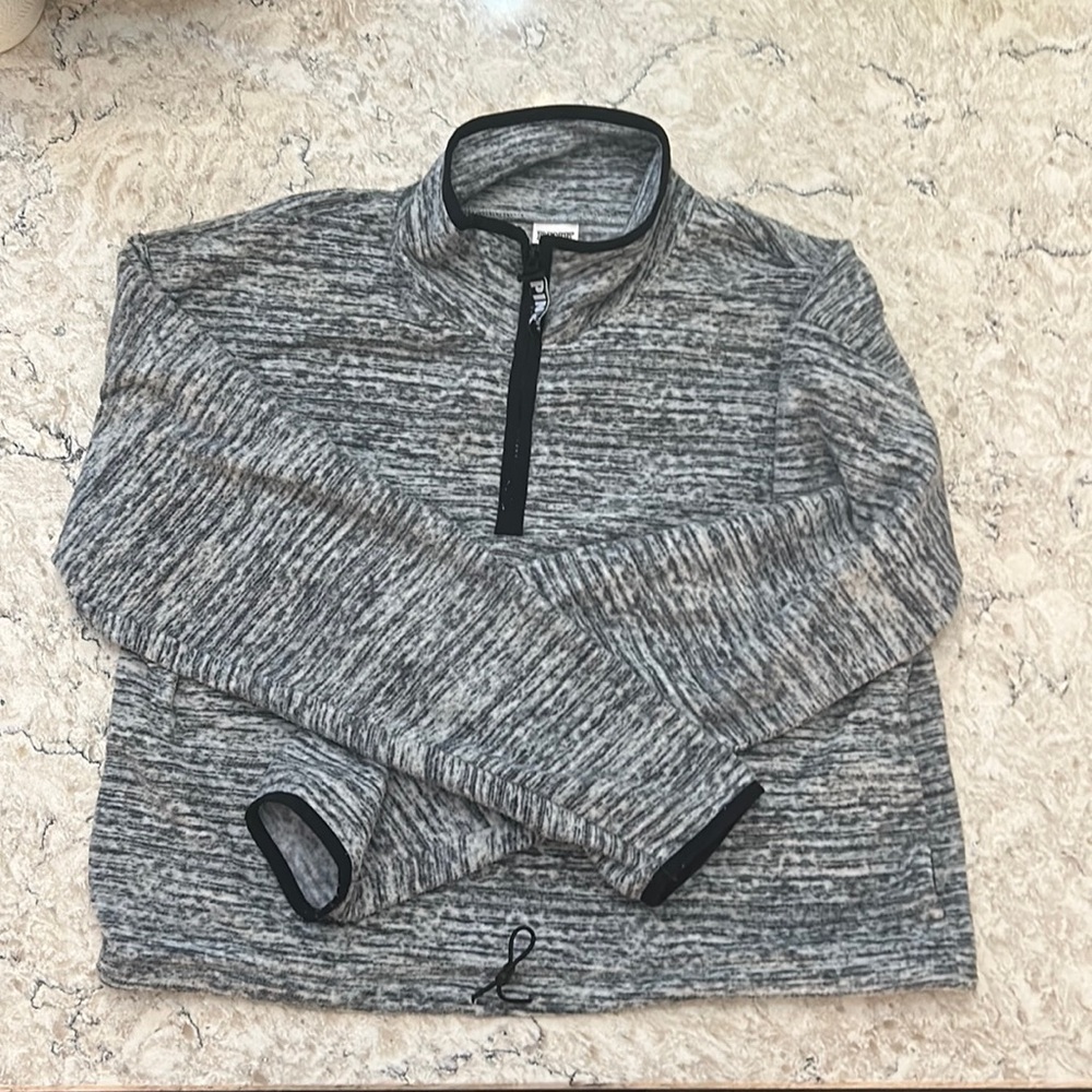 Pink half zip sweatshirt color grey size large.